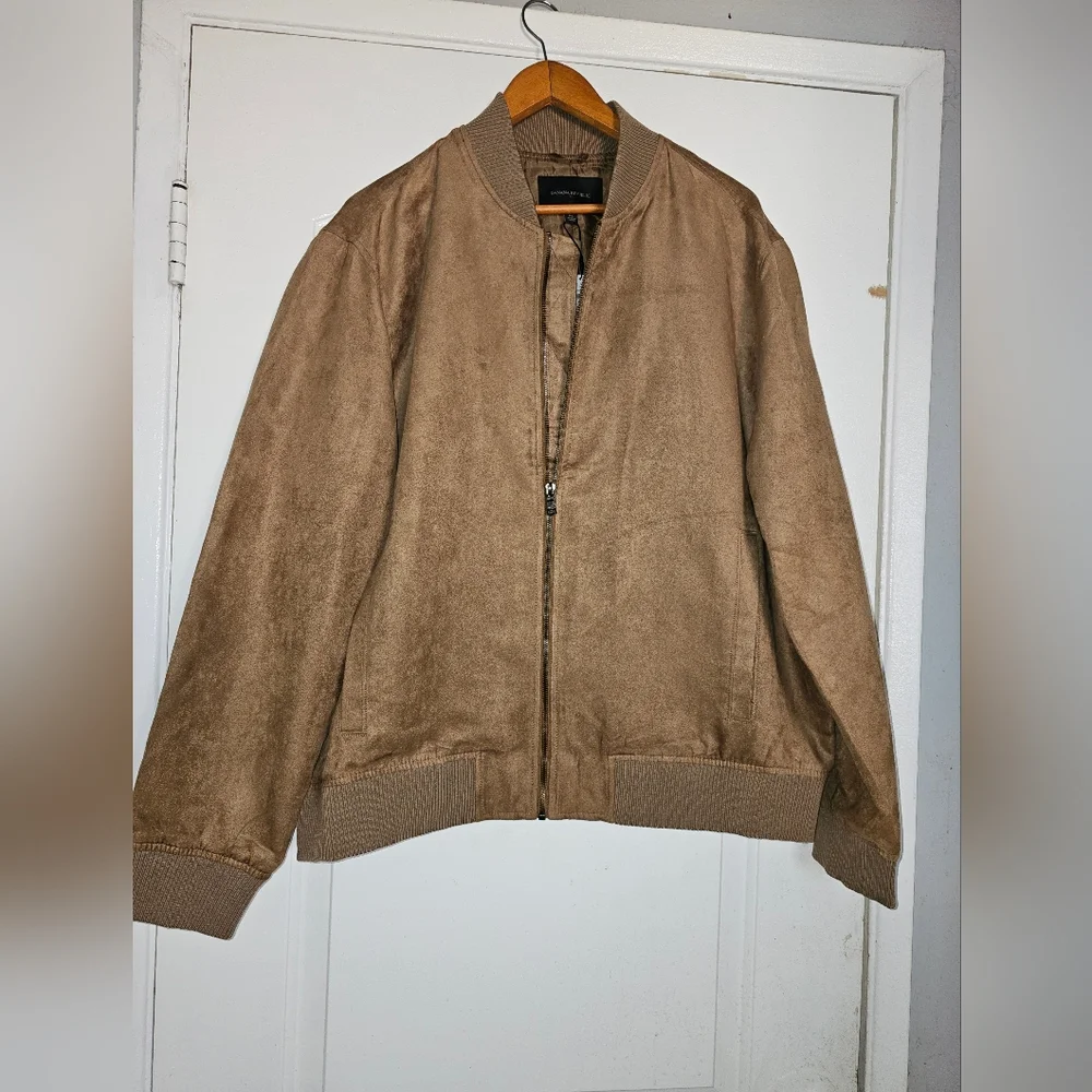 Men's Banana Republic Brown Faux Suede Bomber Jacket